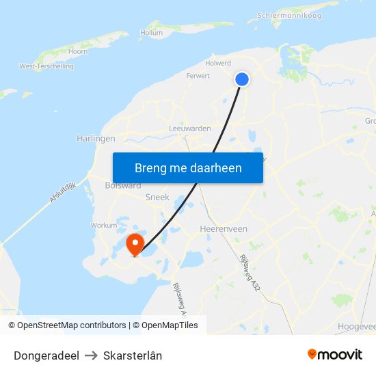 Dongeradeel to Skarsterlân map