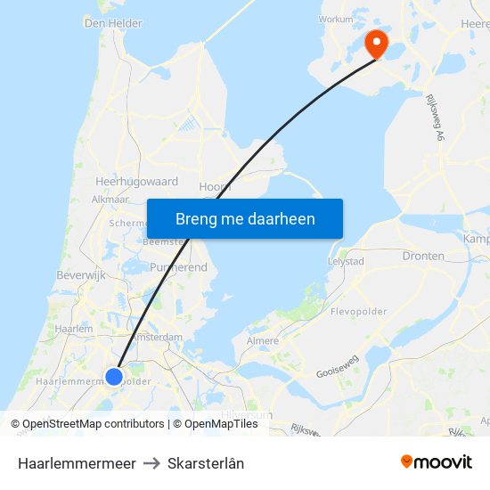 Haarlemmermeer to Skarsterlân map