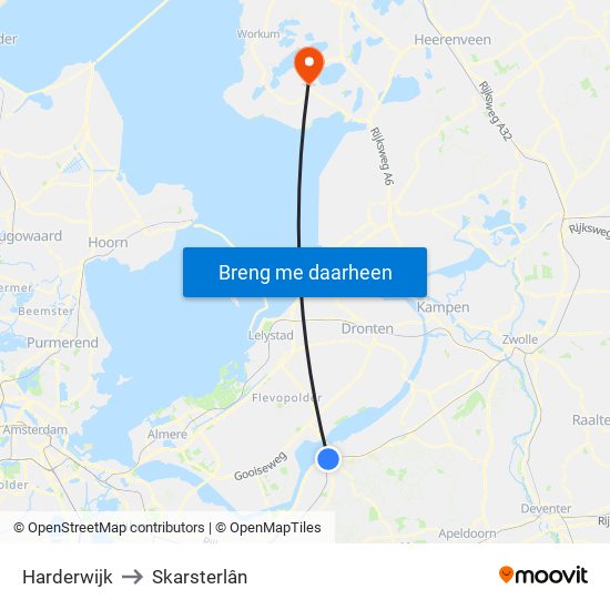 Harderwijk to Skarsterlân map