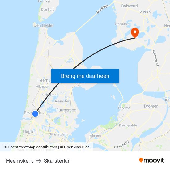 Heemskerk to Skarsterlân map