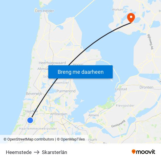 Heemstede to Skarsterlân map