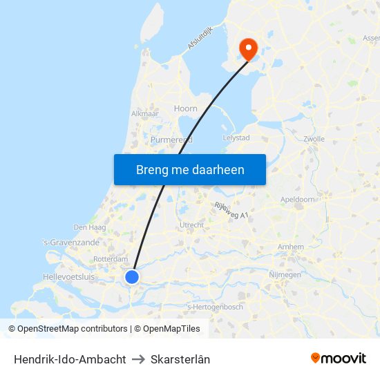 Hendrik-Ido-Ambacht to Skarsterlân map