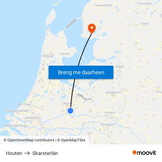 Houten to Skarsterlân map