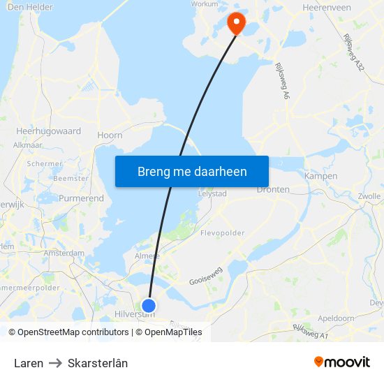 Laren to Skarsterlân map