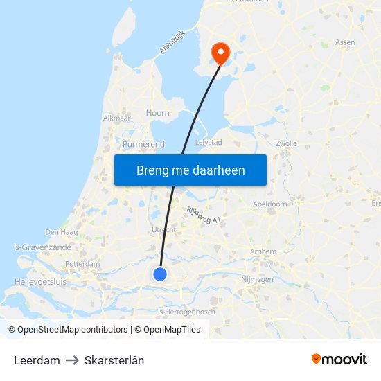 Leerdam to Skarsterlân map