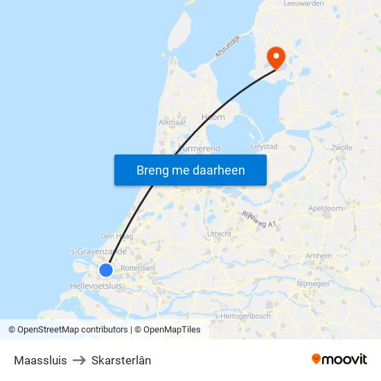 Maassluis to Skarsterlân map