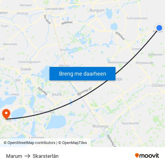 Marum to Skarsterlân map