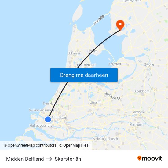 Midden-Delfland to Skarsterlân map