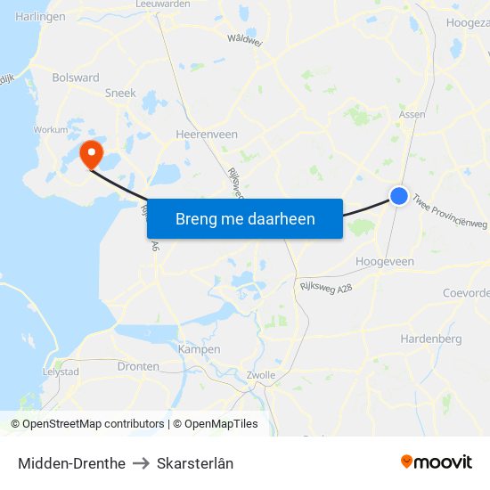 Midden-Drenthe to Skarsterlân map