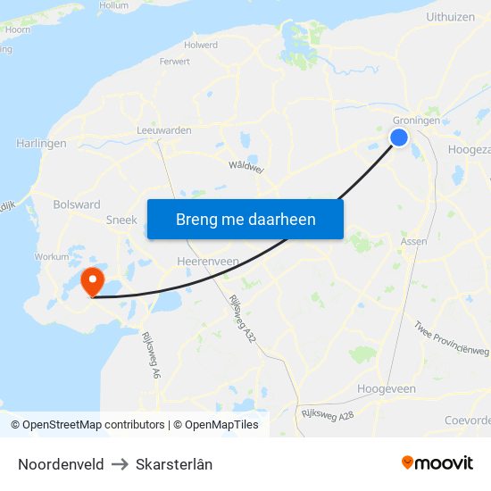 Noordenveld to Skarsterlân map