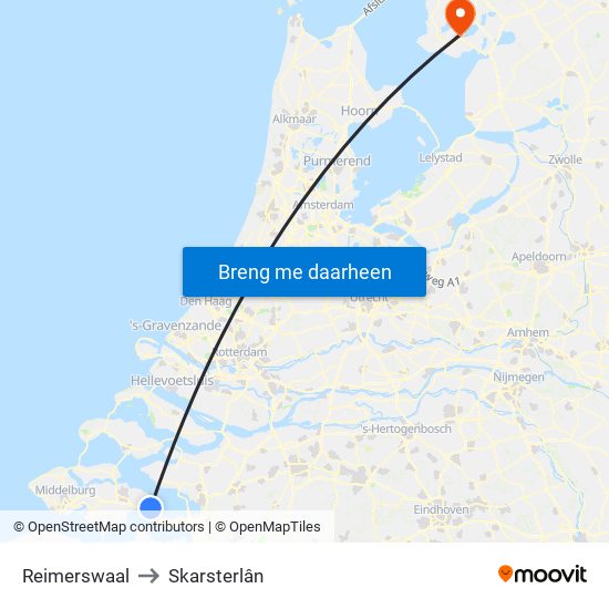 Reimerswaal to Skarsterlân map