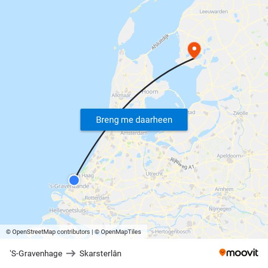 'S-Gravenhage to Skarsterlân map