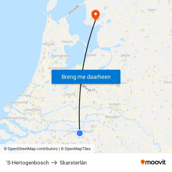 'S-Hertogenbosch to Skarsterlân map
