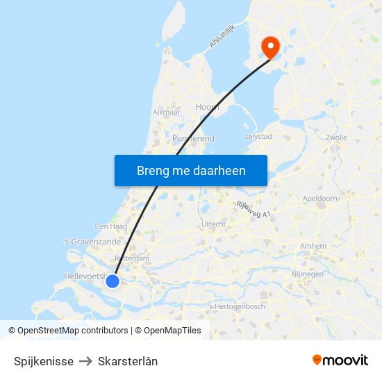 Spijkenisse to Skarsterlân map