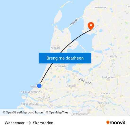 Wassenaar to Skarsterlân map