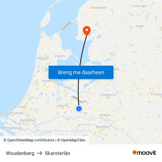 Woudenberg to Skarsterlân map