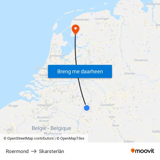 Roermond to Skarsterlân map