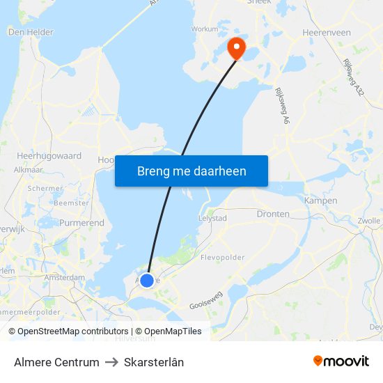 Almere Centrum to Skarsterlân map