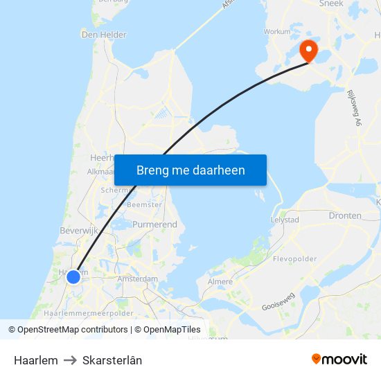 Haarlem to Skarsterlân map