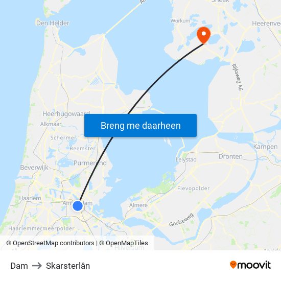 Dam to Skarsterlân map