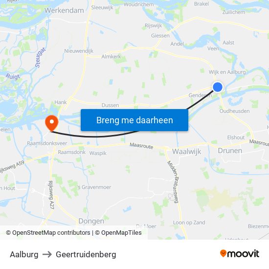 Aalburg to Geertruidenberg map