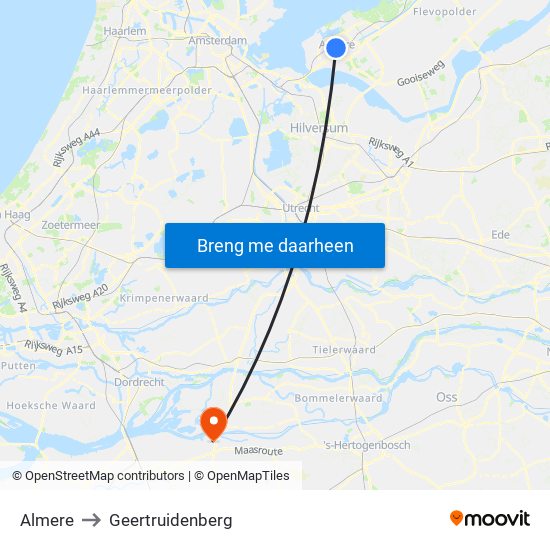 Almere to Geertruidenberg map