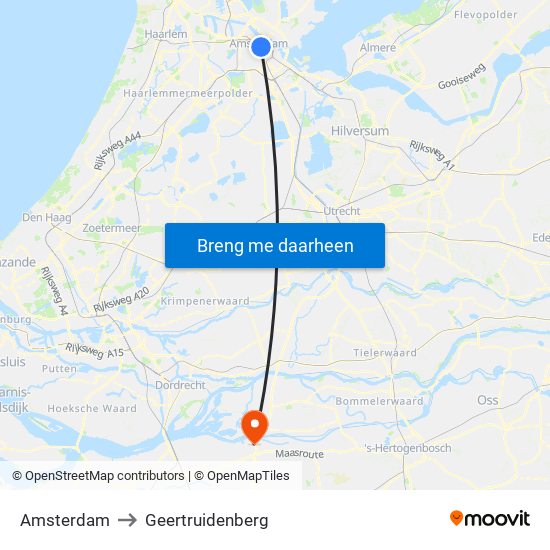 Amsterdam to Geertruidenberg map