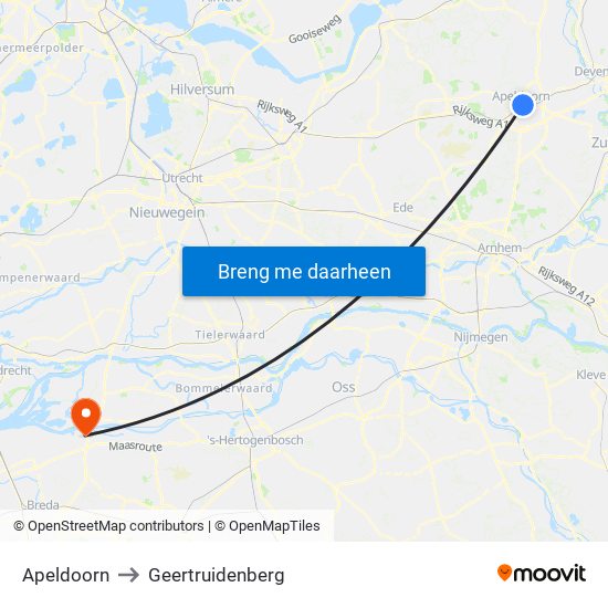 Apeldoorn to Geertruidenberg map