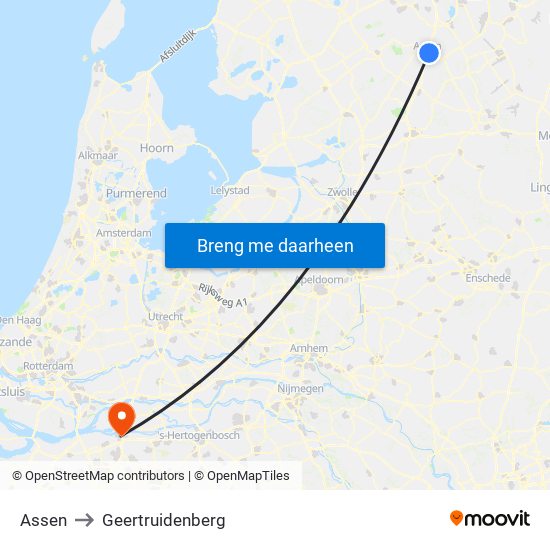 Assen to Geertruidenberg map