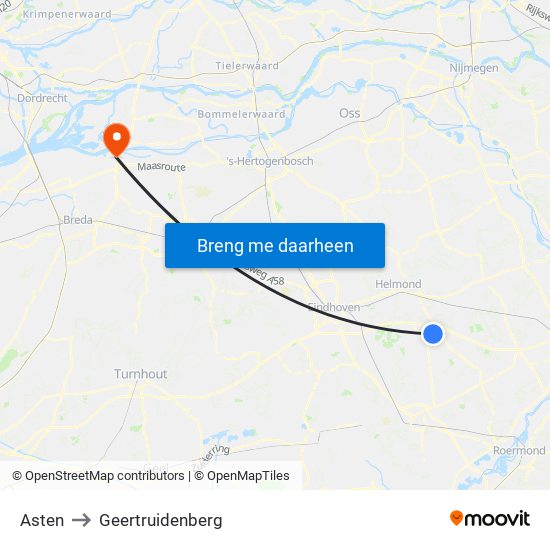Asten to Geertruidenberg map