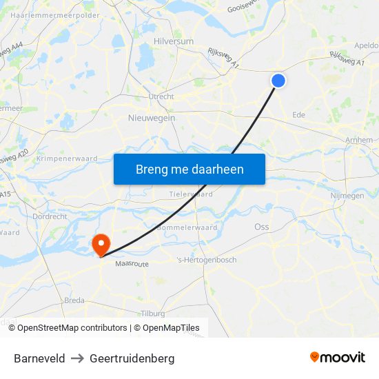 Barneveld to Geertruidenberg map