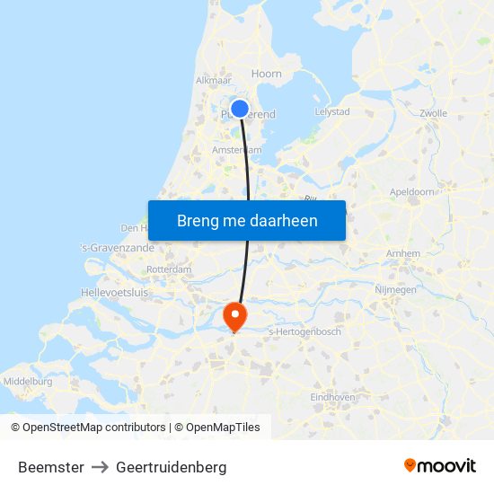 Beemster to Geertruidenberg map