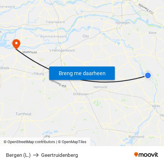 Bergen (L.) to Geertruidenberg map