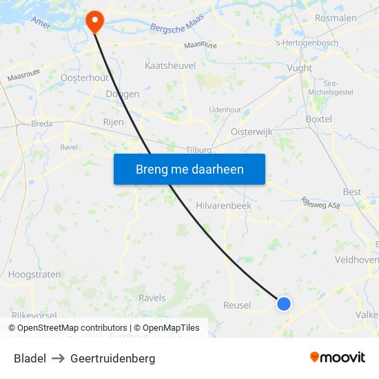 Bladel to Geertruidenberg map