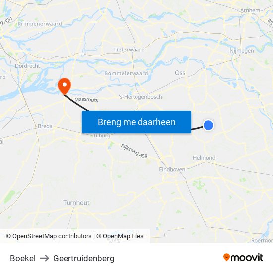 Boekel to Geertruidenberg map