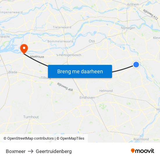 Boxmeer to Geertruidenberg map