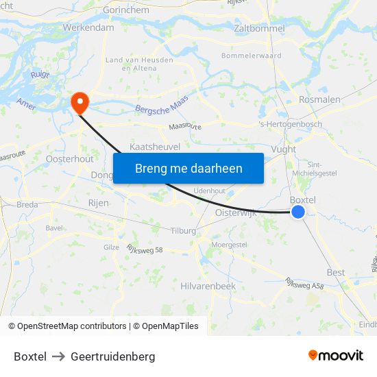 Boxtel to Geertruidenberg map