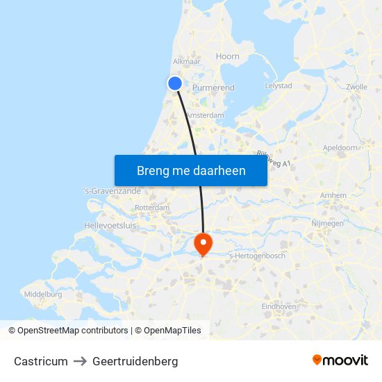 Castricum to Geertruidenberg map