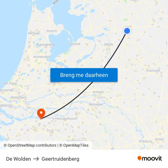 De Wolden to Geertruidenberg map