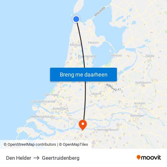 Den Helder to Geertruidenberg map