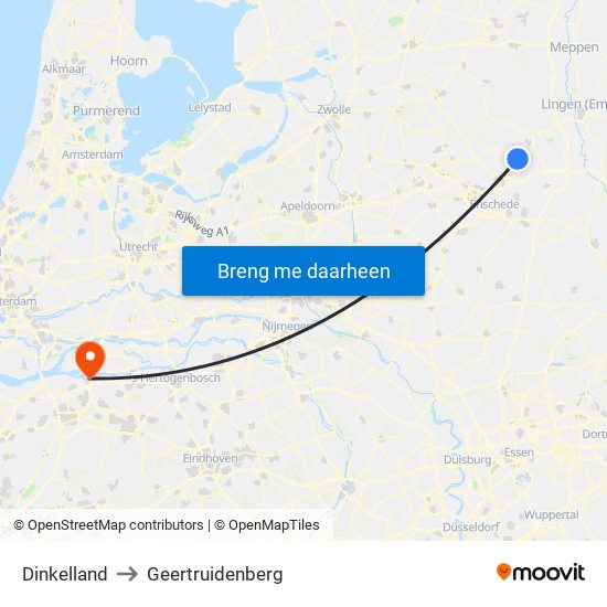 Dinkelland to Geertruidenberg map