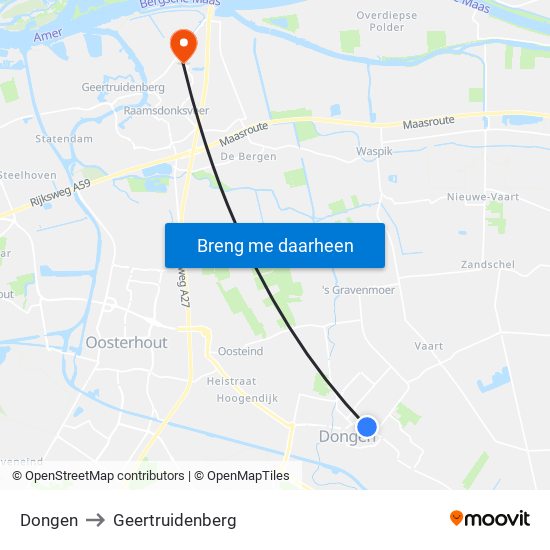 Dongen to Geertruidenberg map