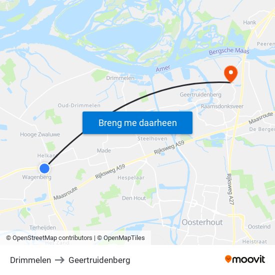 Drimmelen to Geertruidenberg map