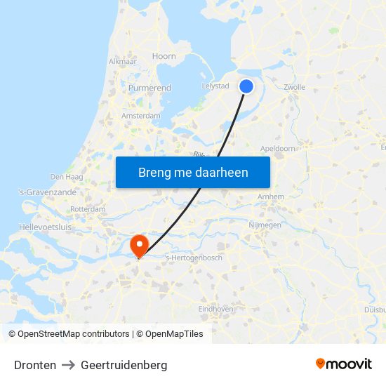 Dronten to Geertruidenberg map