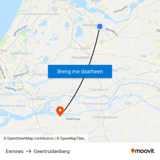 Eemnes to Geertruidenberg map