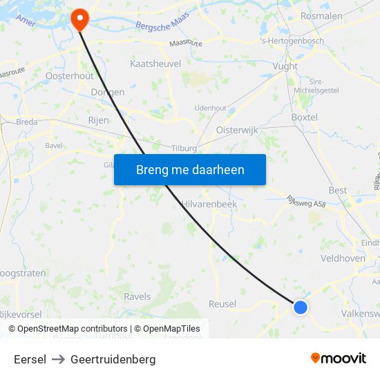 Eersel to Geertruidenberg map