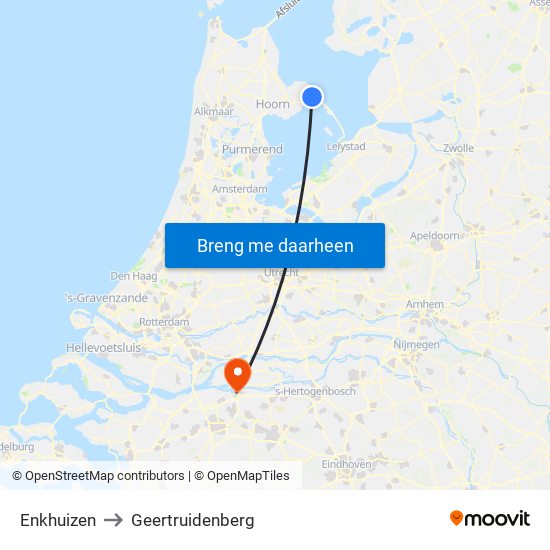 Enkhuizen to Geertruidenberg map