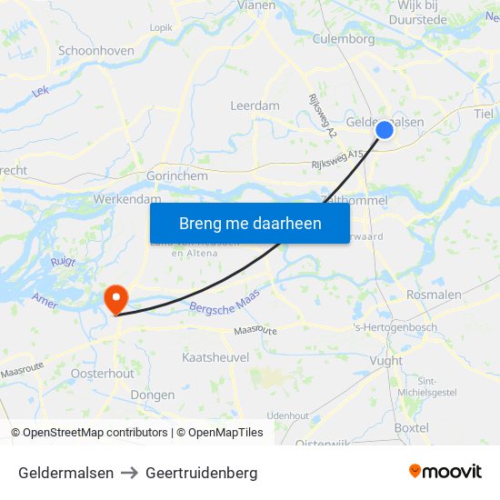 Geldermalsen to Geertruidenberg map