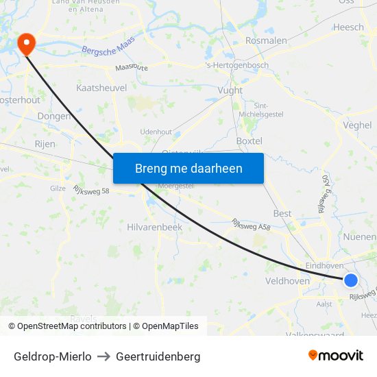 Geldrop-Mierlo to Geertruidenberg map