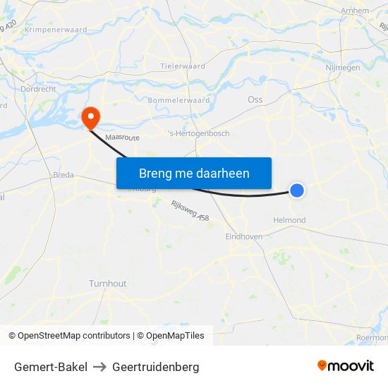 Gemert-Bakel to Geertruidenberg map